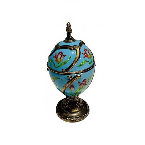 Vintage Franklin Mint 'House of Faberge' Musical Easter Egg Tulip Our Love - Picture 6 of 8